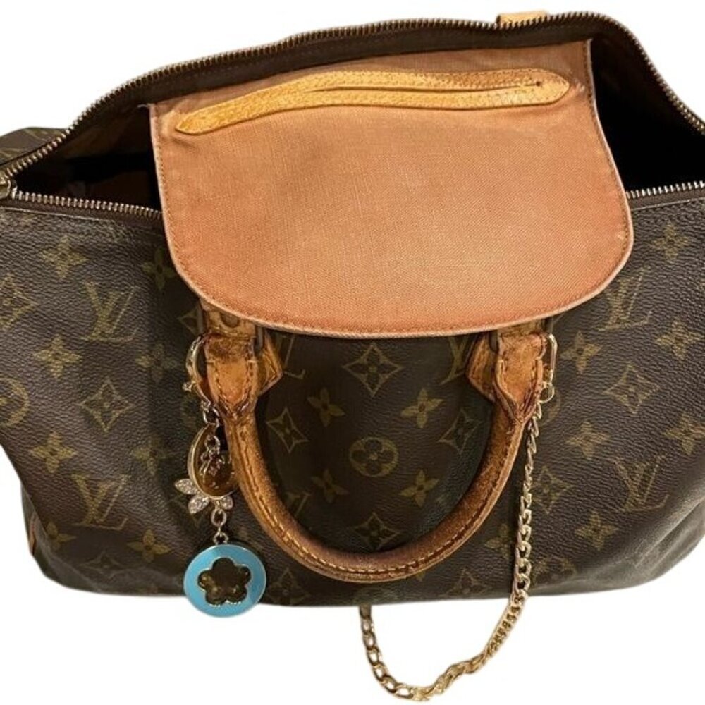 Louis Vuitton Vintage Speedy 35 Satchel Shoulder Bag Brown Monogram Chic Luxury - Picture 11 of 16